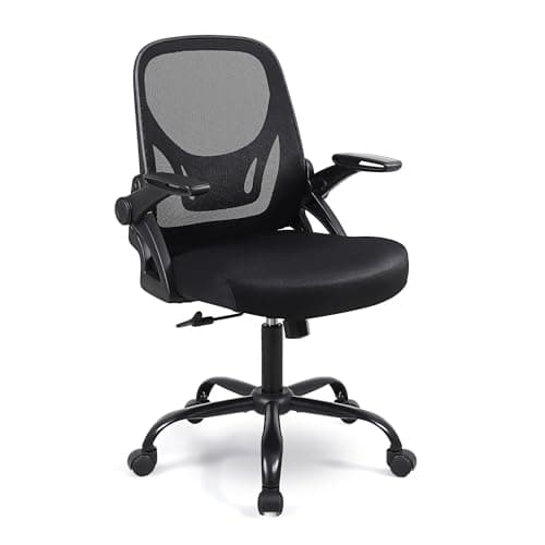Flysky Chaise de Bureau, Chaise de Bureau Ergonomique, Chaise d'ordinateur réglable en Hauteur avec Support Lombaire et accoudoirs rabattables, Chaise de Direction pivotante, Noir