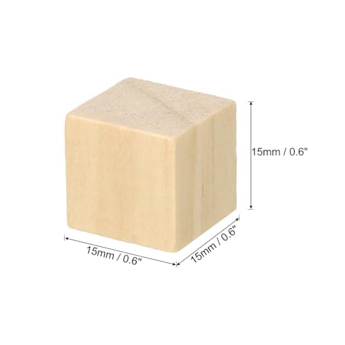 PATIKIL 0,6 pouce Inachevé Bois Blocs, 50 Paquet Naturel Bois Cube Carré Bois Blocs pour DIY Artisanat Art Projet Réalisation, Marron