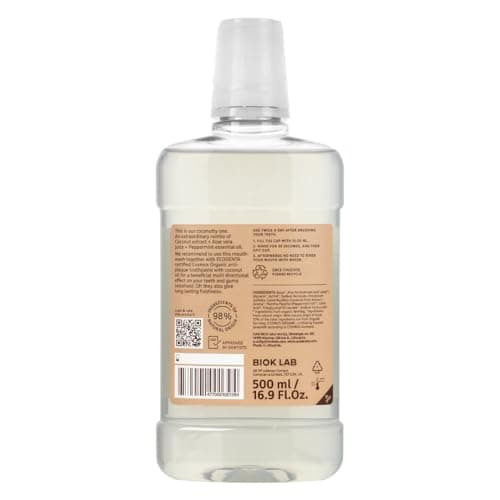 Ecodenta Bain de Bouche Antibactérien - Bain de Bouche sans Fluor - Bain de Bouche à la Noix de Coco Certifié Bio Sans Alcool Lutte Contre la Mauvaise Haleine 500 ml