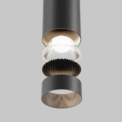 MAYTONI DECORATIVE LIGHTING Lampe Lustre plafonnier Focus LED Noir 12W Pour Salon, Cuisine, Chambre suspendue, Salle à manger, Bureau