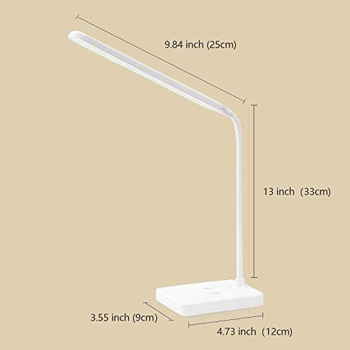 MAYTHANK Lampe de Bureau LED Sans fil Rechargeable USB Batterie 2000mah, Tactile Dimmable Intensité 3 Couleurs Modes, Portable Lampe Lecture Livre Pile de Table Enfant Chambre Chevet