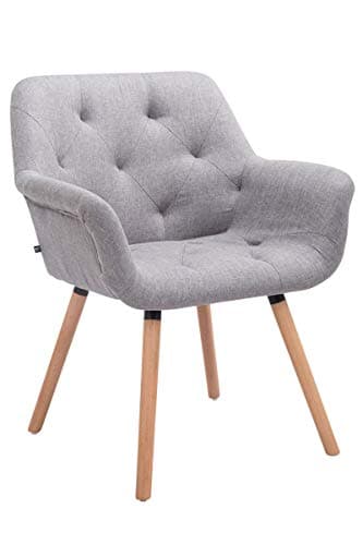 CLP Chaise de Salle à Manger Cassidy Revêtement Tissu I Pieds en Bois Chaise Design Scandinave avec Dossier et Accoudoir - Charge Max.150 kg I, Couleur:Gris, Couleur du Cadre:Natura