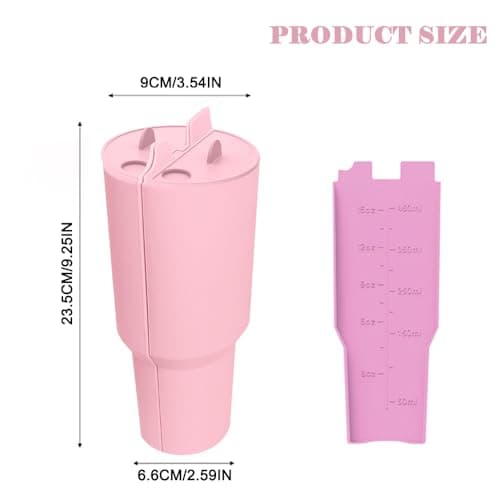 TOEECY Stanley Cup Accessoires 2 en 1 avec doublure en Silicone Intérieur Séparateur Réutilisable Paille Insérable pour Gobelet 40 oz (Rose)