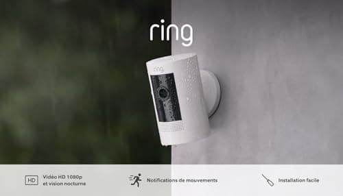 Ring Caméra extérieure sans fil (Stick Up Cam)| Caméra de surveillance wifi HD sur batterie, audio bidirectionnel, détection de mouvements, fonctionne avec Alexa | Essai Ring Home gratuit 30 j.