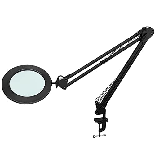 Beyamz - lampe loupe/lampe de travail/avec verre véritable 105 mm 5 dioptries/éclairage tricolore à intensité variable / 750 lm par 72 LED/rayon de travail 90 cm/connexion USB