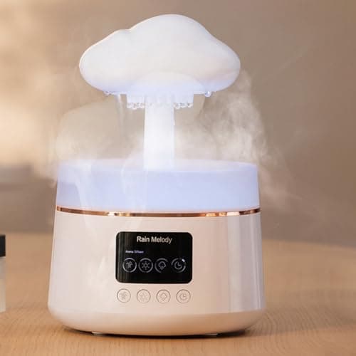 Kruluuvia 300 ML Champignon Pluie Nuage Humidificateur d'air Gouttes D' Sons Veilleuses ColoréEs AromathéRapie Diffuseur D' Essentielle
