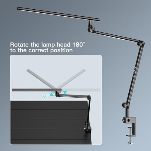 VERSKI Lampe de bureau LED, intensité variable 18 W, lampe de bureau pour la maison, le bureau, protection des yeux, lampe de lumière du jour, 5 températures de couleur et luminosité réglables