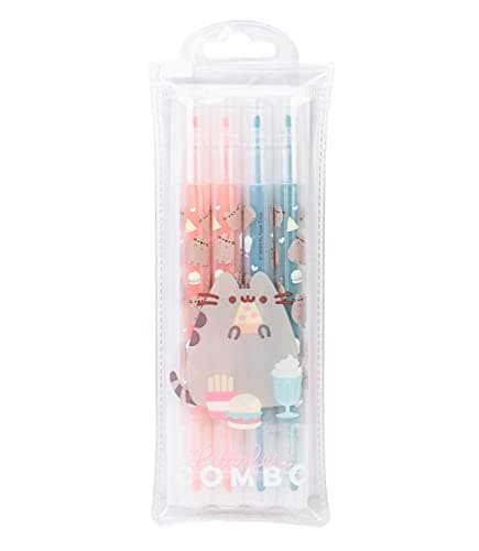 Grupo Erik SSGE001 - Lot de 4 Surligneurs Pastel Pusheen : Rose, Orange, Vert, Bleu - Pointe Large et Pointe Fine- Fournitures Scolaires Kawaii, Papeterie Kawaii