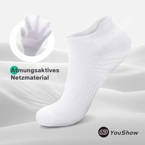 YouShow 10 Paires Chaussettes Homme Femme, Basses Coton Courtes Chaussettes Basses, Sport Respirant Antiderapante Socquettes Blanc 39-42