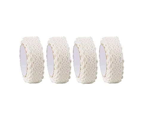 Jieddey Ruban Dentelle,4 Rouleaux de Dentelle Beige Dentelle de Coton Adhesive Auto-adhésif Ruban de Dentelle à Bord pour Fabrication de Cartes Artisanat Décoration Mariage Embellissement Beige