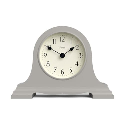 JONES CLOCKS® Speakeasy Horloge de cheminée | Classique Design à Chapeau de Napoléon | Gris | Style Classique Contemporain pour Bureau, Table, étagère ou Table de Chevet