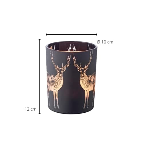 EDZARD Porte-Bougie sur Forme de cerf, Verre Noir, Hauteur 13 cm