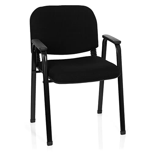 hjh OFFICE 704340 XT 650 Chaise de conférence rembourrée et empilable en Plastique et métal Noir 84 x 55 x 42 cm