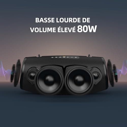 ZEALOT Enceinte Bluetooth, 80W Haut - Parleur Bluetooth avec Boost Bass, étanche ipx6, lumière LED, Banque d'alimentation, Bluetooth 5.2, extérieur, Camping Haut - Parleur Bluetooth