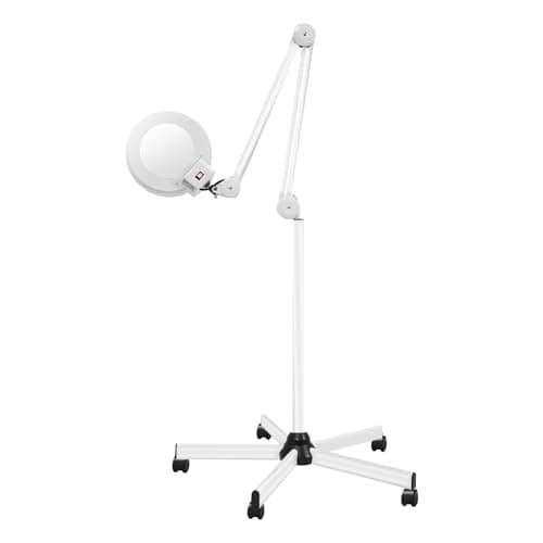 Lampe loupe en verre avec pied - Lampe loupe LED - Bras pivotant - Avec éclairage - 5 dioptries