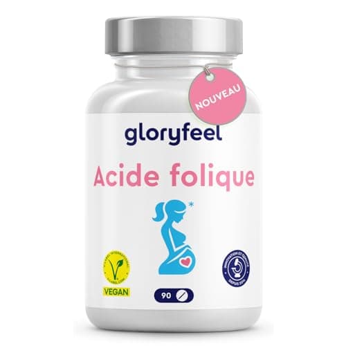 Acide Folique 400μg - Pour la Croissance des Tissus Maternels et le Système Immunitaire* - Conçu pour 1 Trimestre (3 Mois) - Vitamine B9 Hautement Dosé, Biodisponibilité Optimale - Végan