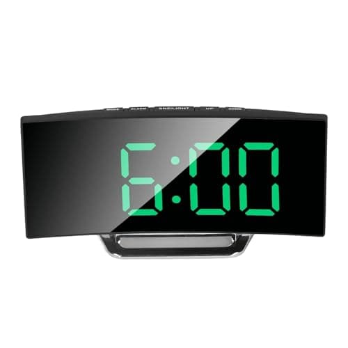 Horloge numérique à Grand écran, Réveil électrique LED Horloge incurvée électronique Intelligente Réveil numérique Horloge de Chevet pour Chambre à Coucher, 17x7,2cm