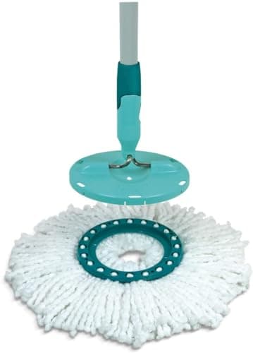 Leifheit lot de 2 têtes de rechange Clean Twist Disc Mop, idéal pour les carrelages et sols en pierre, microfibre absorbante eau et saleté, franges de remplacement, facile à changer
