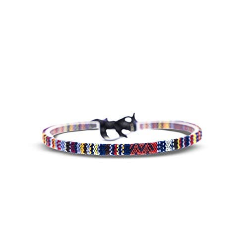 Made by Nami Bracelet de cheville pour hommes et femmes - boho hippie - accessoires de plage et de festival - fabriqués à la main - 100% coton écologique, imperméable et ajustable (Foncé Multi)