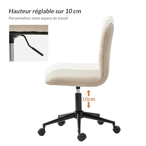 HULALA HOME Chaise de Bureau, Chaise Pivotante, Chaise de Bureau Vintage, Réglable en Hauteur et Ergonomique pour Salon et Bureau, Beige