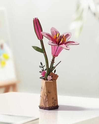 Robotime Fleurs Puzzle 3D Bois, Maquette en Bois a Construire, Construction Adulte, Cadeaux Anniversaire Femmes pour la Saint-Valentin & Décoration d'intérieur, TW071