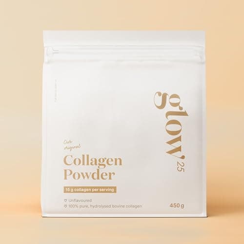 Poudre de collagène Glow25® [450g] - L'original - Collagène premium hydrolisé pur - Peptides de type 1 et 3 - Solubilité parfaite - Collagene naturel