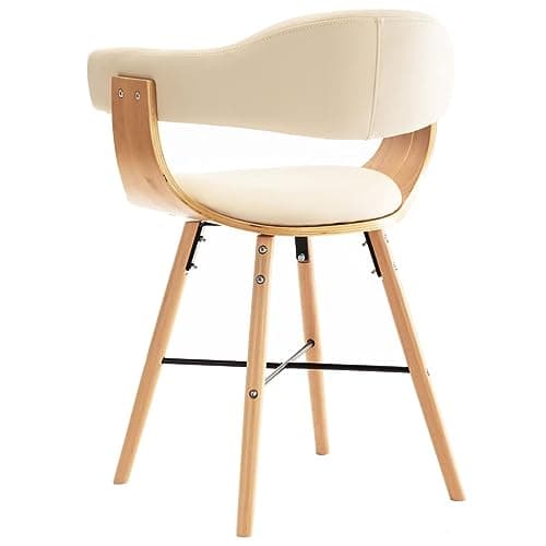 Décoshop26 Lot de 4 chaises de Salle à Manger Cuisine Design Moderne synthétique crème et Bois courbé CDS021464