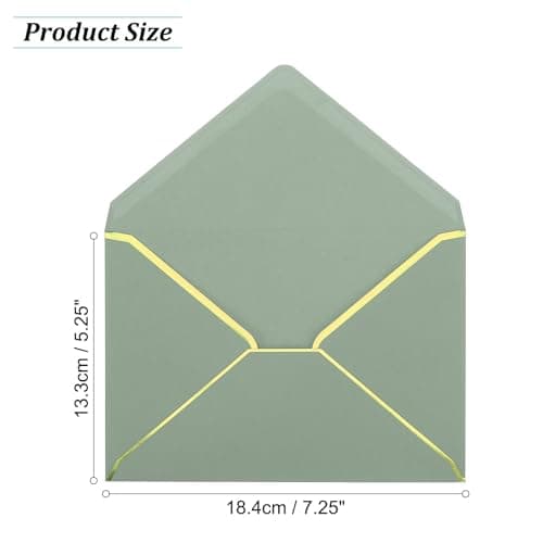 PATIKIL 100 Paquet A7 Enveloppes 5 x 7 Carte Noël Enveloppes V Rabat Enveloppe avec Or Bordures pour Bureau Mariage Cadeaux Cartes, Invitations, Photos, Graduation (Sage Vert)