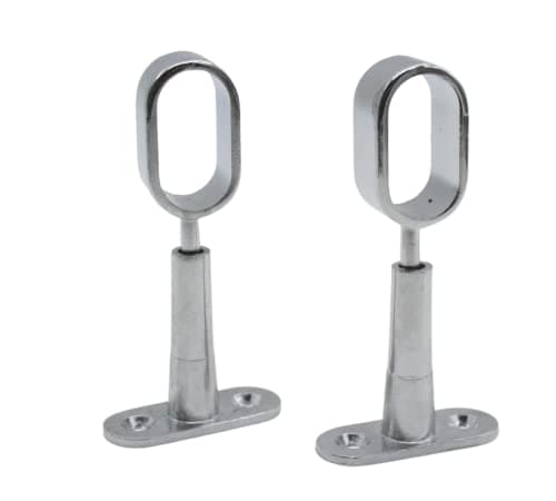DOJA Barcelona | Support Tringle Penderie | 4 Support pour Barre Penderie Ovale | Hauteur 45 à 80mm | Zinc-Aluminium | Support Central de Tube pour Armoire Penderie Vetement, Tringle Rideau Plafond
