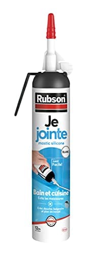 Rubson Je Jointe Mastic Blanc 200 ml, mastic étanche anti-moisissure en aérosol prêt à l'emploi, mastic silicone durable pour joints sanitaires spécial Bain & Cuisine