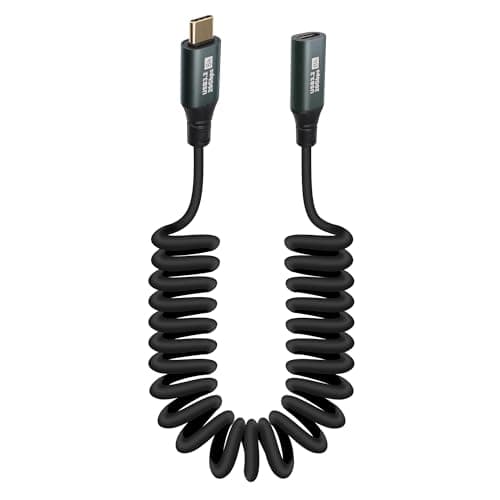 GELRHONR Câble Spiralé USB C vers USB C, Type C Male vers Type C Femelle OTG Câble Charge Rapide 100w, 20Gbps USB 3.2 Gen2×2 8K@60Hz HDR, Pour i/phone15/pro/plus/pro max, s23 s22 s21, Note 20