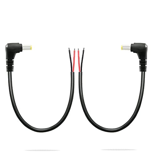 GINTOOYUN Lot de 2 câbles d'alimentation CC à 90 degrés, prise jack mâle CC 5,5 mm x 2,5 mm vers fil nu à extrémité ouverte, cordon de réparation pour moniteurs, bande lumineuse LED, appareil photo,