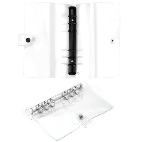 skytowards 2 PCS Classeurs à Anneaux A6, Anneaux Couvertures Transparentes Classeur à Anneaux Transparent Classeur à Anneaux Rechargeable Cahier avec Bouton-Pression pour Carnet (19,5 x 12,5 x 2 cm)