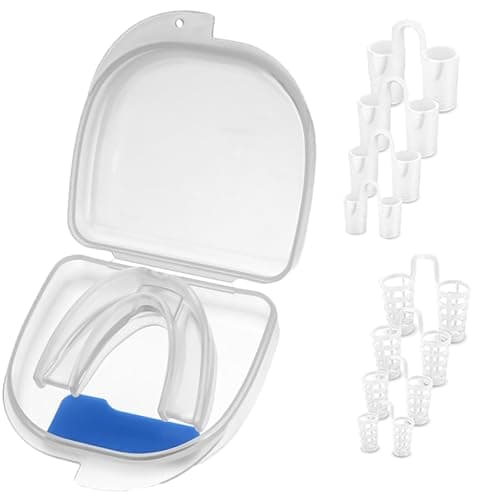 Appareil Dentaire Anti Ronflement,GouttièRe Dentaire+8dilatateur Nasal,Anti Ronflement Efficace,ProtèGe-Dents SûR,Inodore Et Doux,Sommeil Bruxisme,Agit Sur Les Causes D’Un Mauvais Sommeil