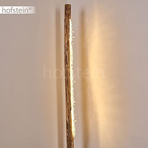 Lampadaire LED Bansberia en bois, métal et cristaux plastiques créant un effet scintillant, élégant luminaire à intensité variable idéal dans un salon moderne, 15 Watt, max. 980 Lumen, 3000 Kelvin