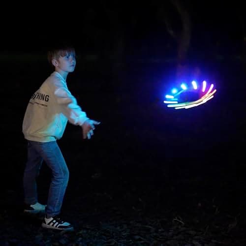 TOSY Anneau Volant 12 LED, Lumineux, Mode Perdu, allumage Automatique, sûr et Doux, étanche, Frisbee léger, Cadeau d'anniversaire, de Camping pour garçon/Fille/Enfant, Ensemble de 3