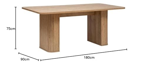 Atmosphera Créateur d'Intérieur - Table à Manger Colva Effet Bois - 6 Personnes - Rectangulaire Angles Arrondis - Protecteur de Sol - L180cm x H75cm