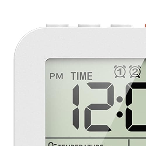 Horloge de Salle de Bain, Minuterie de Douche Numérique pour Salle de Bain, Horloge Murale de Cuisine avec Alarme, Minuterie Tactile étanche Portable, Thermomètre Intérieur, Hygromètre, Blanche