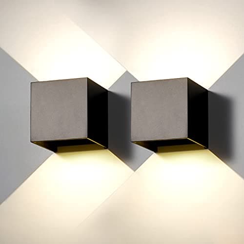 2 Pack Applique murale exterieur interieur LED Lampe murale extérieures moderne Noir 6W Blanc naturel 4000K IP65 Étanche carrée en aluminium Réglage de l'angle d'éclairage Design facile à installer