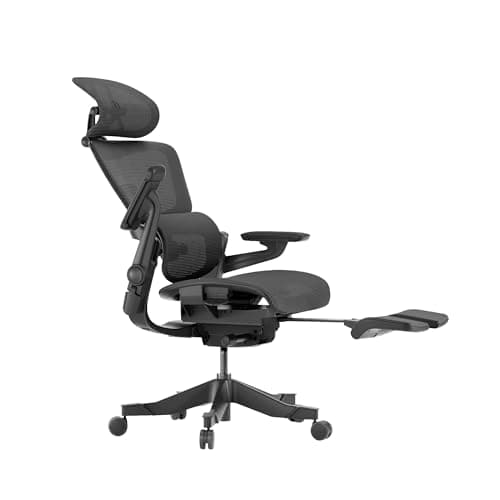 HINOMI H1 Pro V2 Chaise de Bureau Ergonomique avec Repose Pied, Support Lombaire 3D, Fauteuil de Bureau Ergonomique Pliable, Accoudoirs 5D, Siege de Bureau Inclinable 136° (Noir, Hauteur Standard)