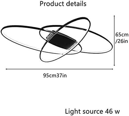 MQW Design Créatif Lustre LED Promise Gradation Télécommande Télécommande Ovale Bureau Couloir Décoration Plafonnier, Lampe De Salon Personnalisée, Noir Et Blanc, 95cm