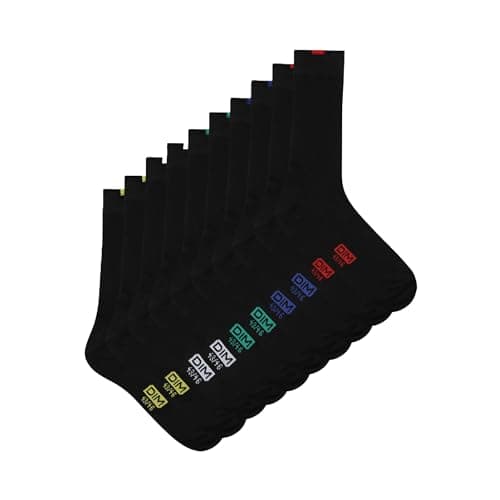 DIM Chaussettes Homme EcoDIM Talon/Pointes Renforcés x5, Noir, 43-46