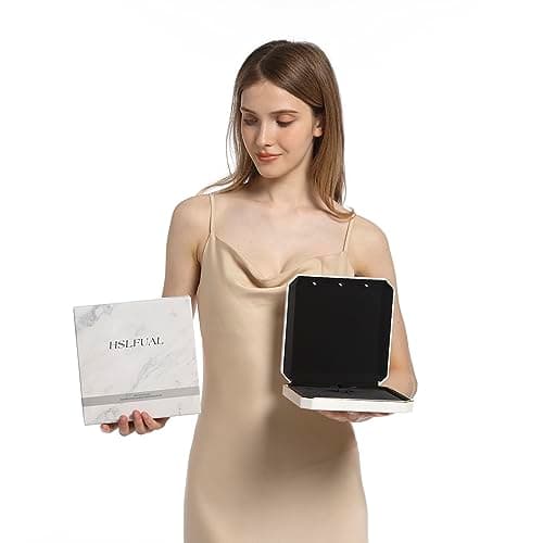 HSLFUAI Big necklace box Présentoir de collier avec lumière LED, grande boîte à colliers, boîtes à colliers pour bijoux