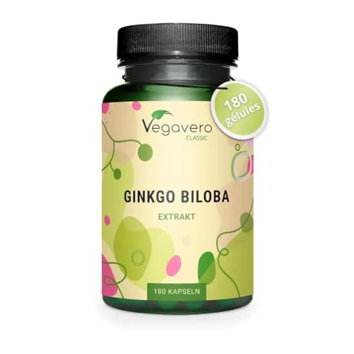 Ginkgo Biloba | Extra Fort : 6000mg | Mémoire + Circulation Sanguine | 180 Gélules | Unique : 24% Glycosides de Flavone + 6% Lactones Terpéniques | Vegan & Sans Additifs | Vegavero®