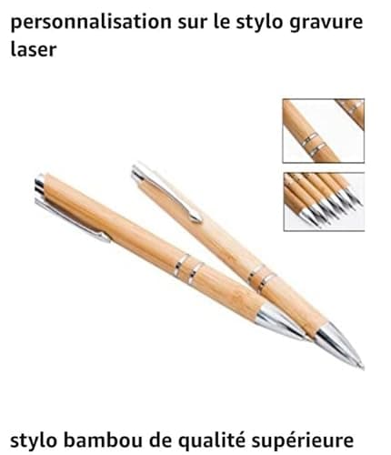 Stylo en bambou personnalisé + Coffret bois Personnalisé/Offrez un Cadeau Utile et Unique/Anniversaire/Gravure prénom
