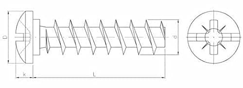 50 Vis Euro Vis de Charniere Vis de Coulisse 6.3 x 11.5
