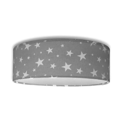 Plafonnier Rond - Luminaire Plafonnier Pour Les Chambres d'enfants en coton avec motif étoilé - abat-jour Ø 28 cm et hauteur 10 cm