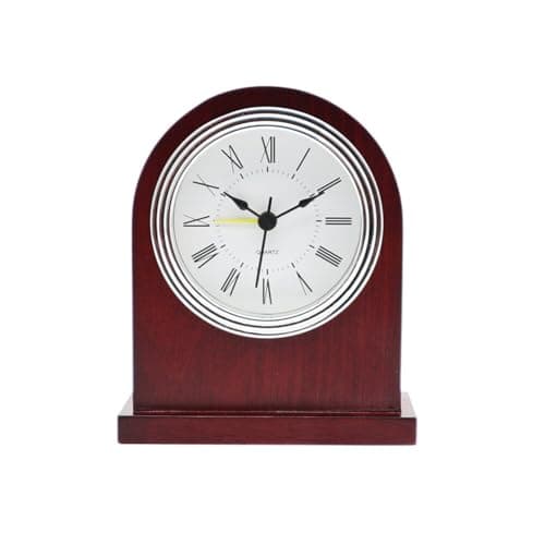 Horloge de table analogique en bois, Réveil analogique rétro en bois Horloge de chevet enfants Réveil cheminée analogique Horloge de table à piles sans tic-tac Réveil pour chambre denfant,12cmx10cm