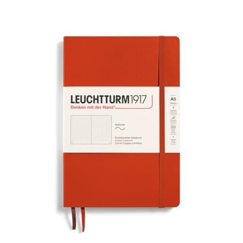LEUCHTTURM1917 367266 Carnet de notes Medium (A5), Couverture souple, 123 pages numérotées, Fox Red, pointillé