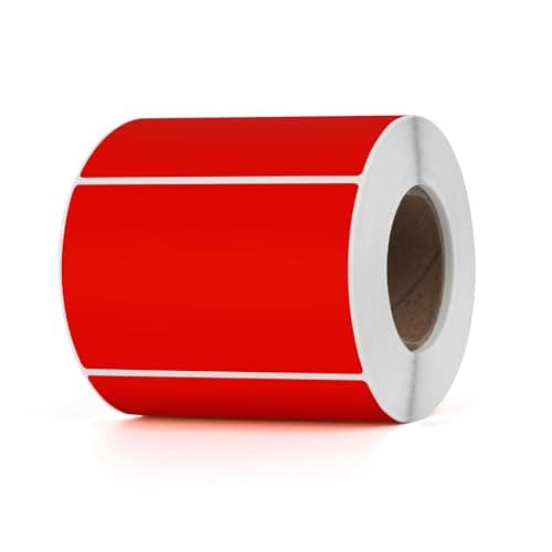 YIKIADA Lot de 500 étiquettes thermiques en vinyle - Rouge - 50 × 76 mm - Rouleau rectangulaire - Autocollant d'adresse - Étanche - Pour nom code-barres QR Code DIY